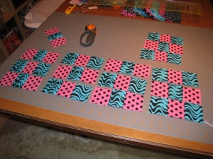 Lay out the new strips to form blocks.